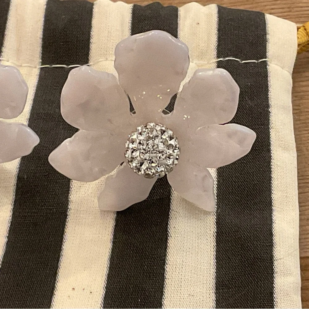 Lele Sadoughi Mother of Pearl Crystal Lily‎ Button Earrings